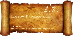 Liszov Kreszcencia névjegykártya